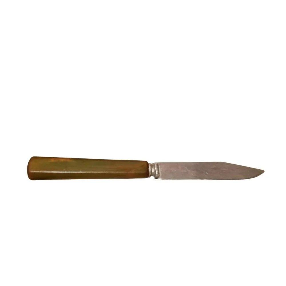 Vintage Kitchen Paring or Steak Knife Stainless Brown Bakelite? Handle 6